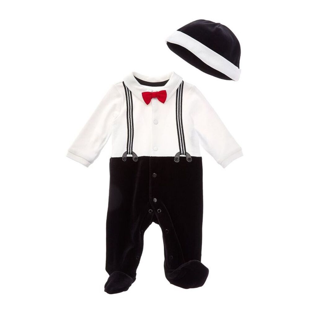 Little Me Baby-Boys  Party Footie & Hat Set, White
